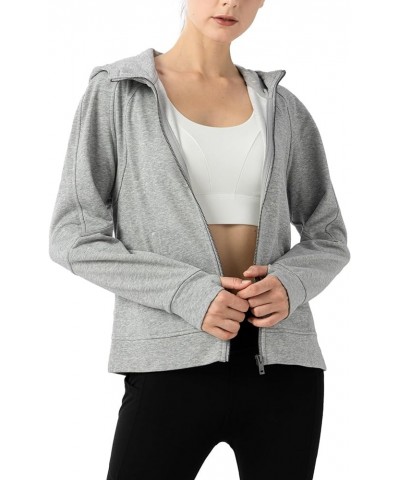 Women's Full Zip Up Hoodie Thumb Hole Cotton Zipper Front Soft Light Zippered Thin Fashion Hoodies Floral Grey $15.20 Hoodies...