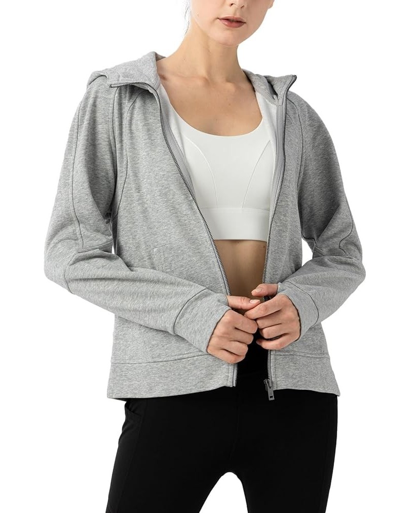 Women's Full Zip Up Hoodie Thumb Hole Cotton Zipper Front Soft Light Zippered Thin Fashion Hoodies Floral Grey $15.20 Hoodies...