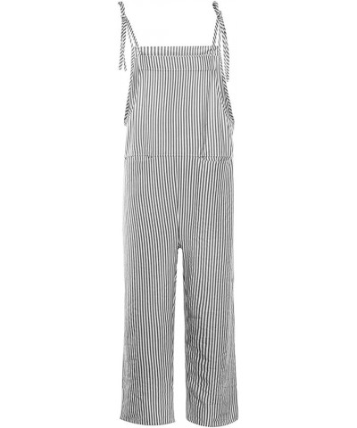 Women's Overalls Casual Summer Loose Sleeveless High Waist Bib Wide Leg Jumpsuit Romper with Pockets Plus Size Grey $3.26 Ove...