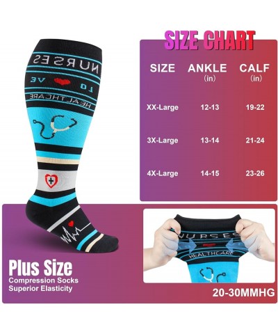 3 Pairs Plus Size Compression Socks Extra Wide Calf Women&Men 20-30mmHg Support Varicose Swelling Running Climbing Nurse Plus...