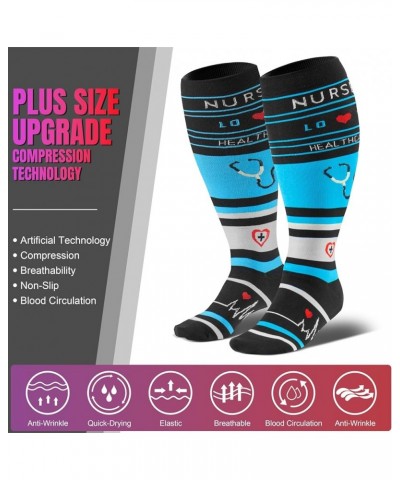 3 Pairs Plus Size Compression Socks Extra Wide Calf Women&Men 20-30mmHg Support Varicose Swelling Running Climbing Nurse Plus...