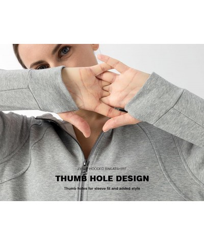 Women's Full Zip Up Hoodie Thumb Hole Cotton Zipper Front Soft Light Zippered Thin Fashion Hoodies Floral Grey $15.20 Hoodies...