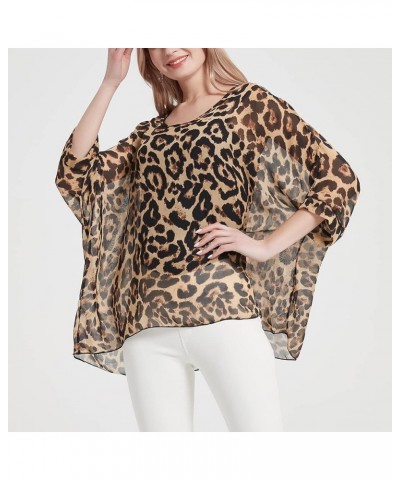 Women's Bohemian Style Batwing Sleeve Butterflies Printed Chiffon Caftan Poncho Tunic Top Beach Loose Shirt Qlhh $11.75 Tops