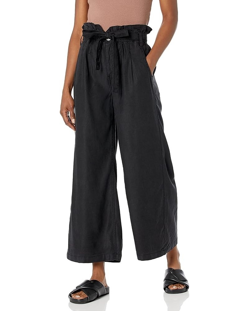 Women's Wide Leg Paper Bag Trouser Pant Black Beauty $24.50 Others