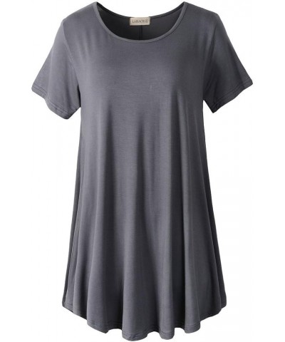 Plus Size Tops for Women Short Sleeve Shirts Casual Summer Clothes Round Neck Tunics for Leggings Deep Gray $11.50 Tops