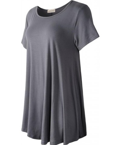 Plus Size Tops for Women Short Sleeve Shirts Casual Summer Clothes Round Neck Tunics for Leggings Deep Gray $11.50 Tops