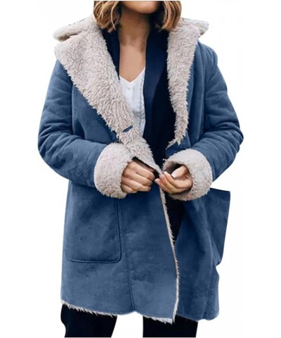 Women's Winter Thick Coat Warm Faux Lamb Wool Lined Jacket Casual Long Sleeve Lapel Button Sherpa Jackets Outerwear Winter Sh...