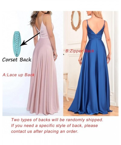 V Neck Prom Dress Satin Bridesmaid Dresses Long Slit Formal Evening Gowns for Women HS001 Teal $27.00 Dresses