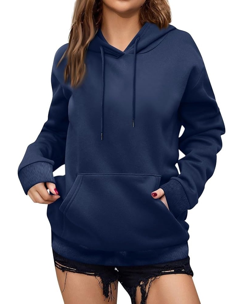 Hoodies for Women Oversized Hooded Sweatshirt Long Sleeve Loose Fit Pullover Drawstring Plus Size Tops with Pockets E-navy $8...