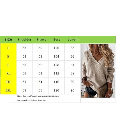 Women's Sexy V Neck Long Sleeve Sweater Pullover Autumn Loose Solid Color Oversized Knit Pullover Sweater Top Sexy V Neck11 $...