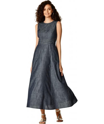 FX Asymmetric Waist Cotton Chambray Dress- Customizable Neckline, Sleeve & Length Indigo Chambray $48.33 Dresses