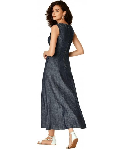 FX Asymmetric Waist Cotton Chambray Dress- Customizable Neckline, Sleeve & Length Indigo Chambray $48.33 Dresses