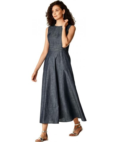 FX Asymmetric Waist Cotton Chambray Dress- Customizable Neckline, Sleeve & Length Indigo Chambray $48.33 Dresses