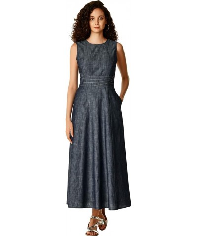 FX Asymmetric Waist Cotton Chambray Dress- Customizable Neckline, Sleeve & Length Indigo Chambray $48.33 Dresses