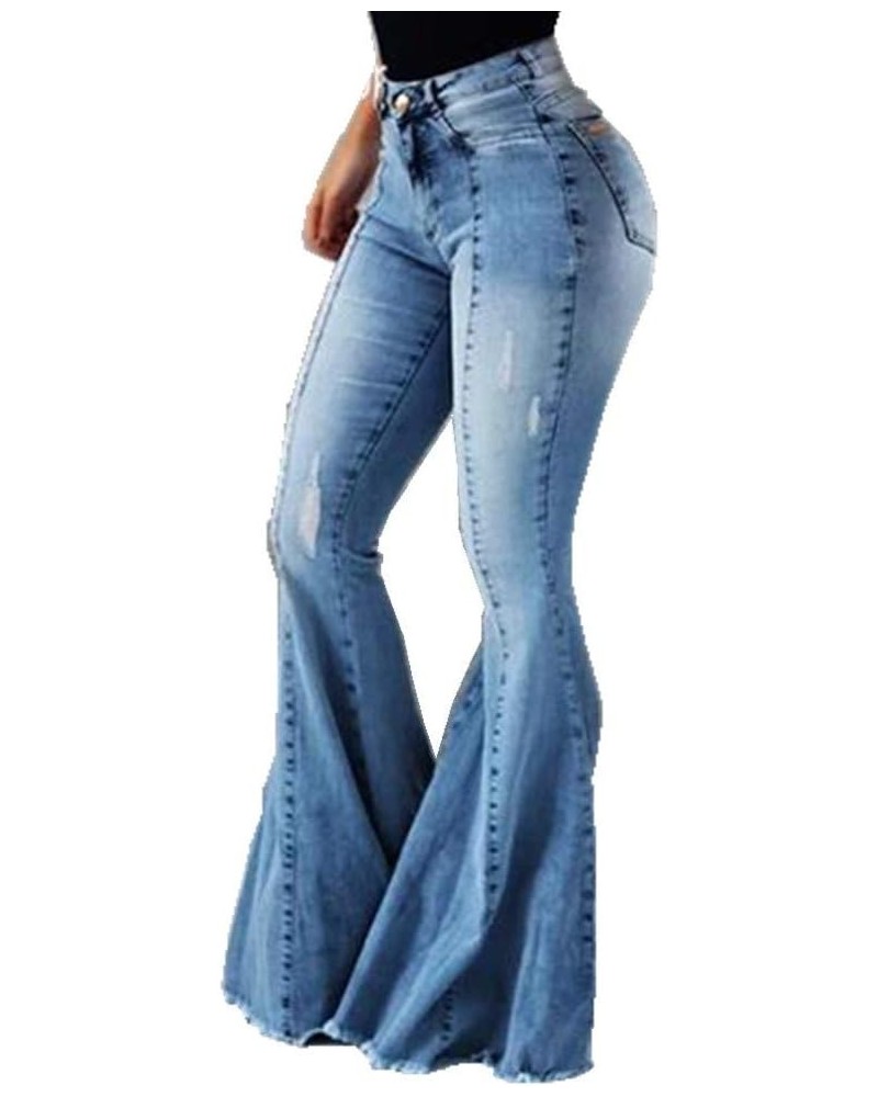 Women's High Waisted Bell Bottom Washed Denim Jeans Skinny Flared Bootcut Denim Pants Blue 10 $15.17 Jeans