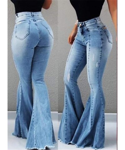 Women's High Waisted Bell Bottom Washed Denim Jeans Skinny Flared Bootcut Denim Pants Blue 10 $15.17 Jeans