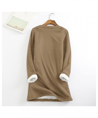 Women V-Neck Long Sleeve Pullovers Wool Liner Sherpa Sweatshirts Casual Solid Color Clothes Warm Winter Pullover Khaki 6 $8.3...