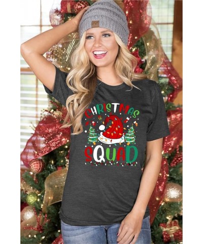 Christmas T-Shirt Women Santa Squad Shirt Cute Short Sleeve Christmas Graphics Shirt Xmas Tee Tops Darkgrey2 $13.61 T-Shirts