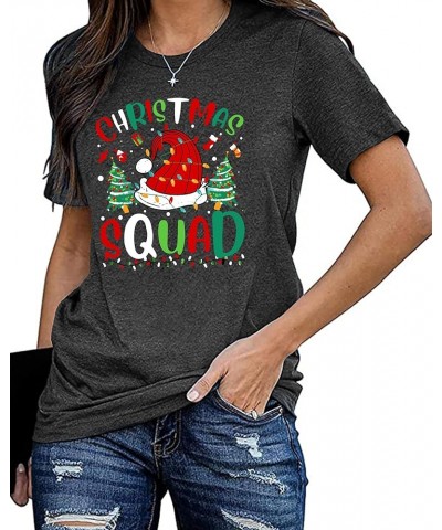 Christmas T-Shirt Women Santa Squad Shirt Cute Short Sleeve Christmas Graphics Shirt Xmas Tee Tops Darkgrey2 $13.61 T-Shirts