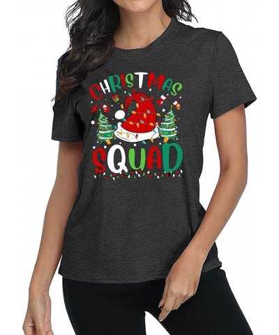 Christmas T-Shirt Women Santa Squad Shirt Cute Short Sleeve Christmas Graphics Shirt Xmas Tee Tops Darkgrey2 $13.61 T-Shirts