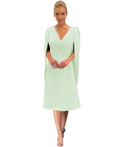 Mother of The Bride Dresses with Long Cape Sleeves Beaded Split Floor Length Formal Dress 1-mint $33.44 Dresses