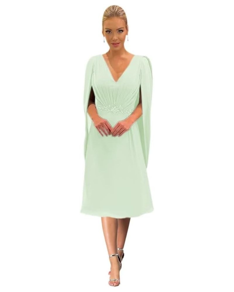 Mother of The Bride Dresses with Long Cape Sleeves Beaded Split Floor Length Formal Dress 1-mint $33.44 Dresses