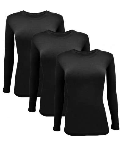 Long Sleeve Undershirts for Scrubs - Great Stretch and Layering Piece - 3 Pack Black $25.64 Underwear