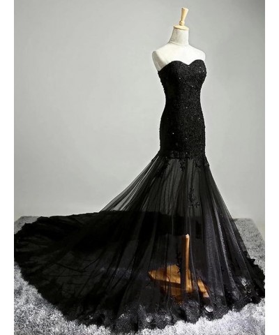 Gothic Vintage Mermaid Prom Dress Long Beaded Lace Black Wedding Dress for Women with Train Dusty Purple $40.94 Dresses