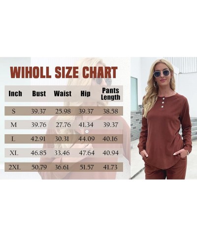 Two Piece Outfits for Women Lounge Sets Button Down Sweatshirt Sweatpants Sweatsuits Set with Pockets Long Sleeve - Coral Pin...