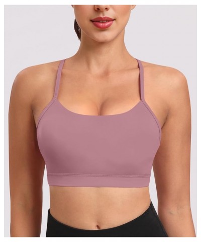 Spaghetti Strap Padded Sports Bras for Women - Y Back Yoga Workout Tops (3 Pack) Black White Lightpurple $16.10 Lingerie