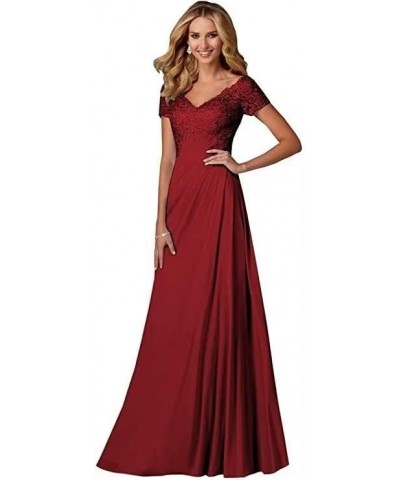 Mother of The Bride Dresses Short Sleeve Laces Chiffon V Neck Formal Evening Gowns Party Dresses GQ05 Blush $30.00 Dresses