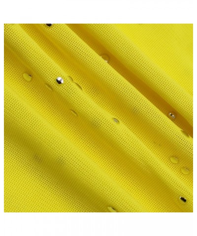 Women Rave Sheer Mesh Shiny Pants Flared High Waist Bell Bottom Pants for Party Dance Festival Yellow $18.41 Pants