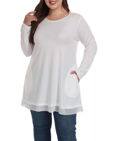 Heather Plus Size Tunic Tops for Women Long Flowy Shirts for Leggings White $13.40 Tops