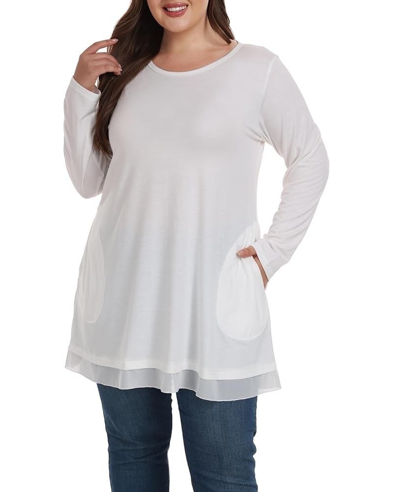 Heather Plus Size Tunic Tops for Women Long Flowy Shirts for Leggings White $13.40 Tops