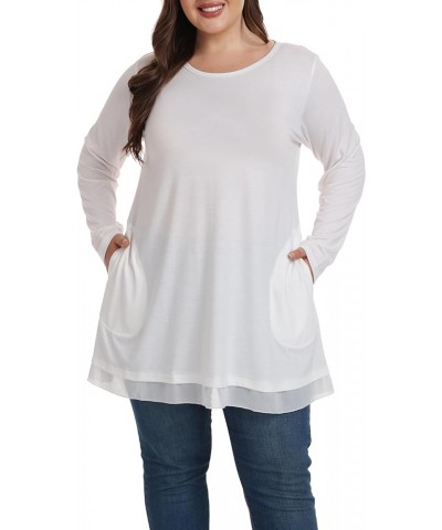 Heather Plus Size Tunic Tops for Women Long Flowy Shirts for Leggings White $13.40 Tops