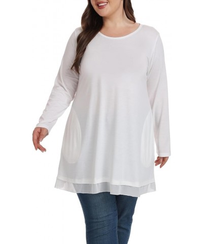 Heather Plus Size Tunic Tops for Women Long Flowy Shirts for Leggings White $13.40 Tops