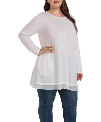 Heather Plus Size Tunic Tops for Women Long Flowy Shirts for Leggings White $13.40 Tops