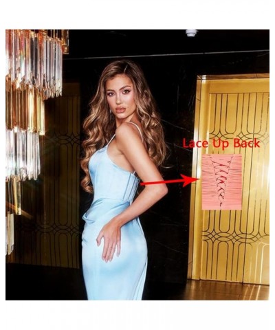 One Shoulder Prom Dresses with Slit for Women Long Pleated Satin Mermaid Evening Party Gowns Sage Green $29.14 Dresses