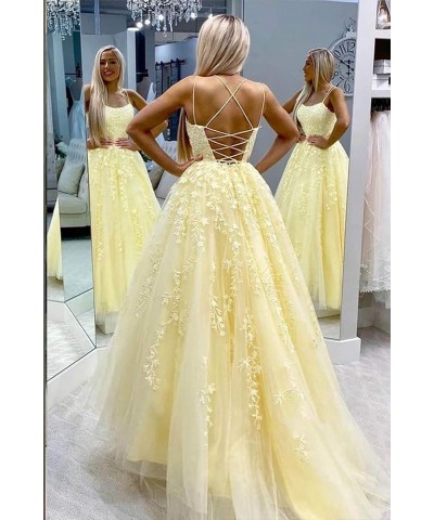 Spaghetti Straps Prom Dresses Long Tulle Lace Appliques Ball Gown Formal Dress for Women Sage $46.79 Dresses