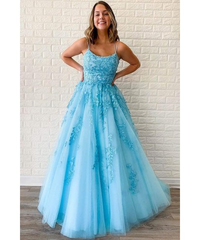 Spaghetti Straps Prom Dresses Long Tulle Lace Appliques Ball Gown Formal Dress for Women Sage $46.79 Dresses