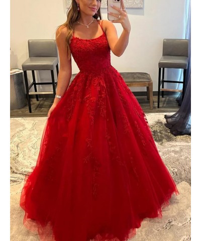 Spaghetti Straps Prom Dresses Long Tulle Lace Appliques Ball Gown Formal Dress for Women Sage $46.79 Dresses