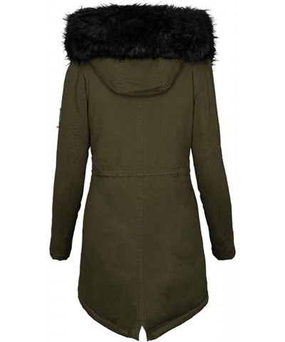 Women's Winter Coat Hooded Warm Puffer Quilted Thicken Parka Jacket with Fur Trim Hood Zipper Pocket 05-army Green $22.05 Jac...