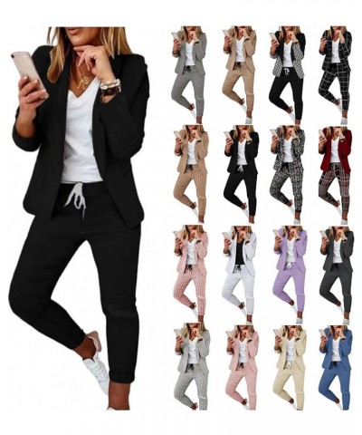 Blazer Sets Women 2 Piece Outfits - Womens Pants Suits Dressy Casual Slim Open Front Long Sleeve Blazers Work Sets A-coffee $...