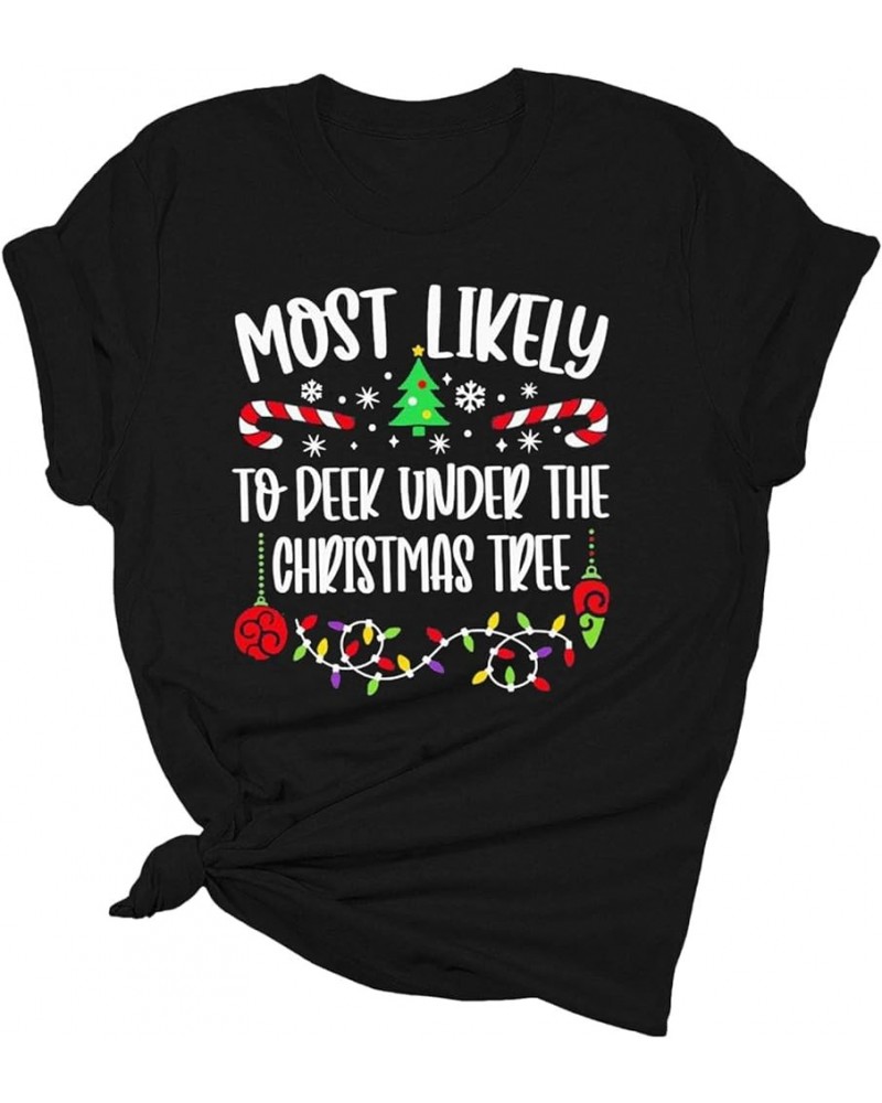 Women Merry Christmas T Shirts Santa Xmas Tree Elk Funny Crewneck Tshirt Casual Novelty Graphic Short Sleeve Tee Tops 503-tue...