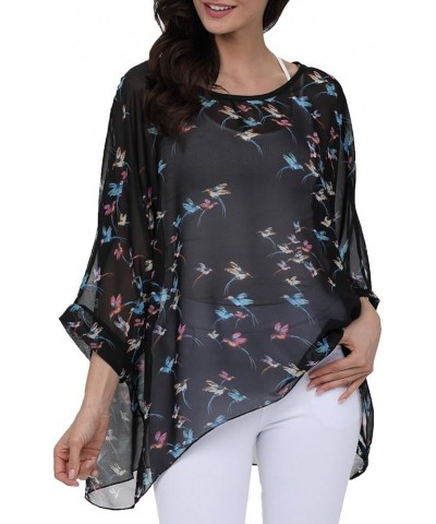 Women's Chiffon Caftan Poncho Tunic Top Cover up Batwing Blouse Z-4299 $11.96 Tops