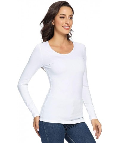 Women's Basic Long Sleeve Scoop Neck T-Shirt Solid Slim Cotton Top White/Scoop Neck $13.44 T-Shirts