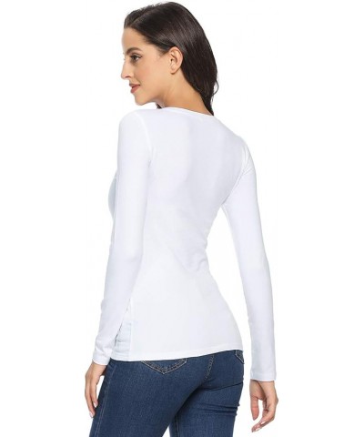 Women's Basic Long Sleeve Scoop Neck T-Shirt Solid Slim Cotton Top White/Scoop Neck $13.44 T-Shirts