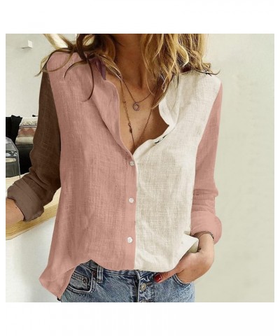 Cotton Linen Tops for Women Casual Long Sleeve Shirts Fashion Daisy Print Tunic Lapel Button Down Blouse Z3-pink $6.59 Blouses