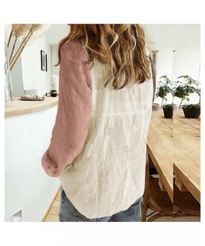 Cotton Linen Tops for Women Casual Long Sleeve Shirts Fashion Daisy Print Tunic Lapel Button Down Blouse Z3-pink $6.59 Blouses