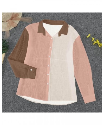 Cotton Linen Tops for Women Casual Long Sleeve Shirts Fashion Daisy Print Tunic Lapel Button Down Blouse Z3-pink $6.59 Blouses